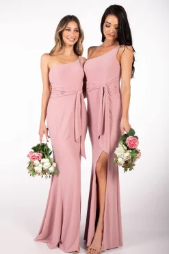 ABIGAIL One Shoulder Maxi Column Dress - Dusty Pink