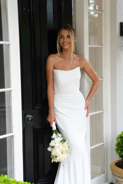 ALEXIA Strapless Satin Gown - Ivory