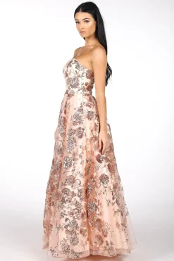 AMAYA Strapless Sequin Ball Gown - Rose Gold
