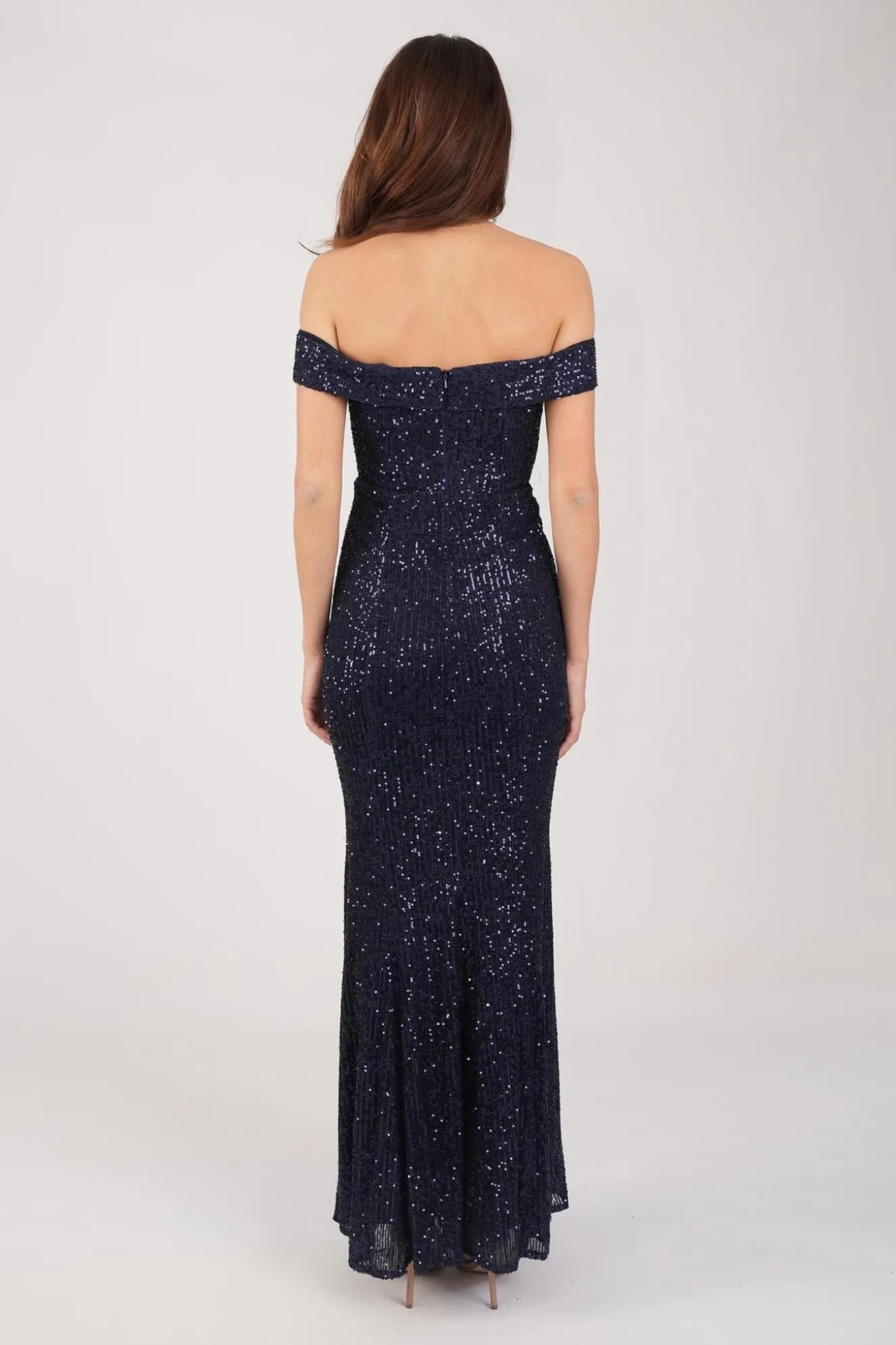 Astrid Off Shoulder Sequin Maxi Dress - Navy