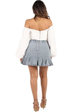 Bambi Ruffle Denim Mini Skirt