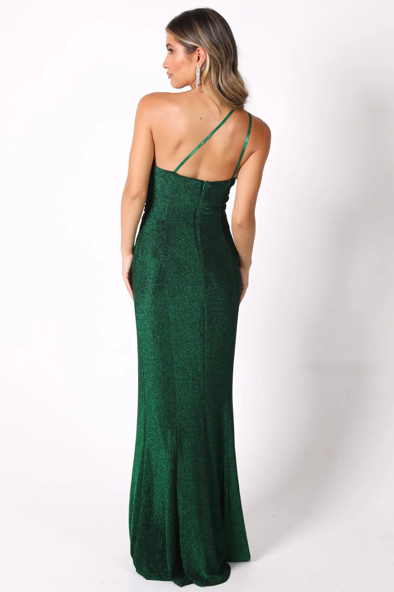 CALI One Shoulder Maxi Dress - Shimmer Green