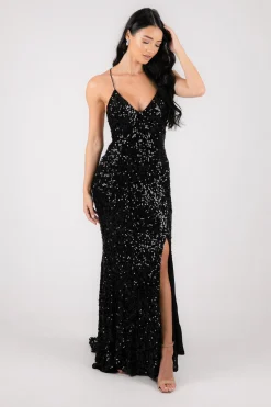 Fresiana Sequin Gown - Black