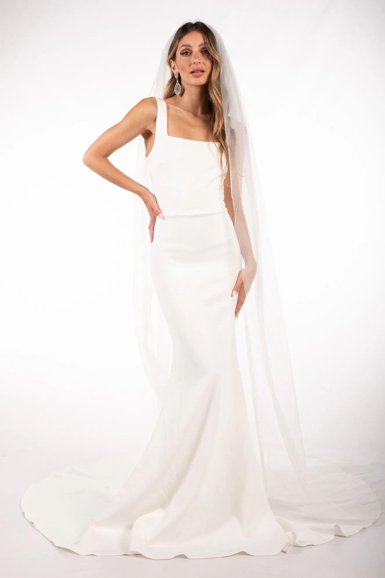 JORDYN Square Neck Crepe Gown - Ivory