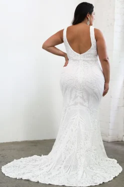 Kalani Pattern Sequin Gown - White/White