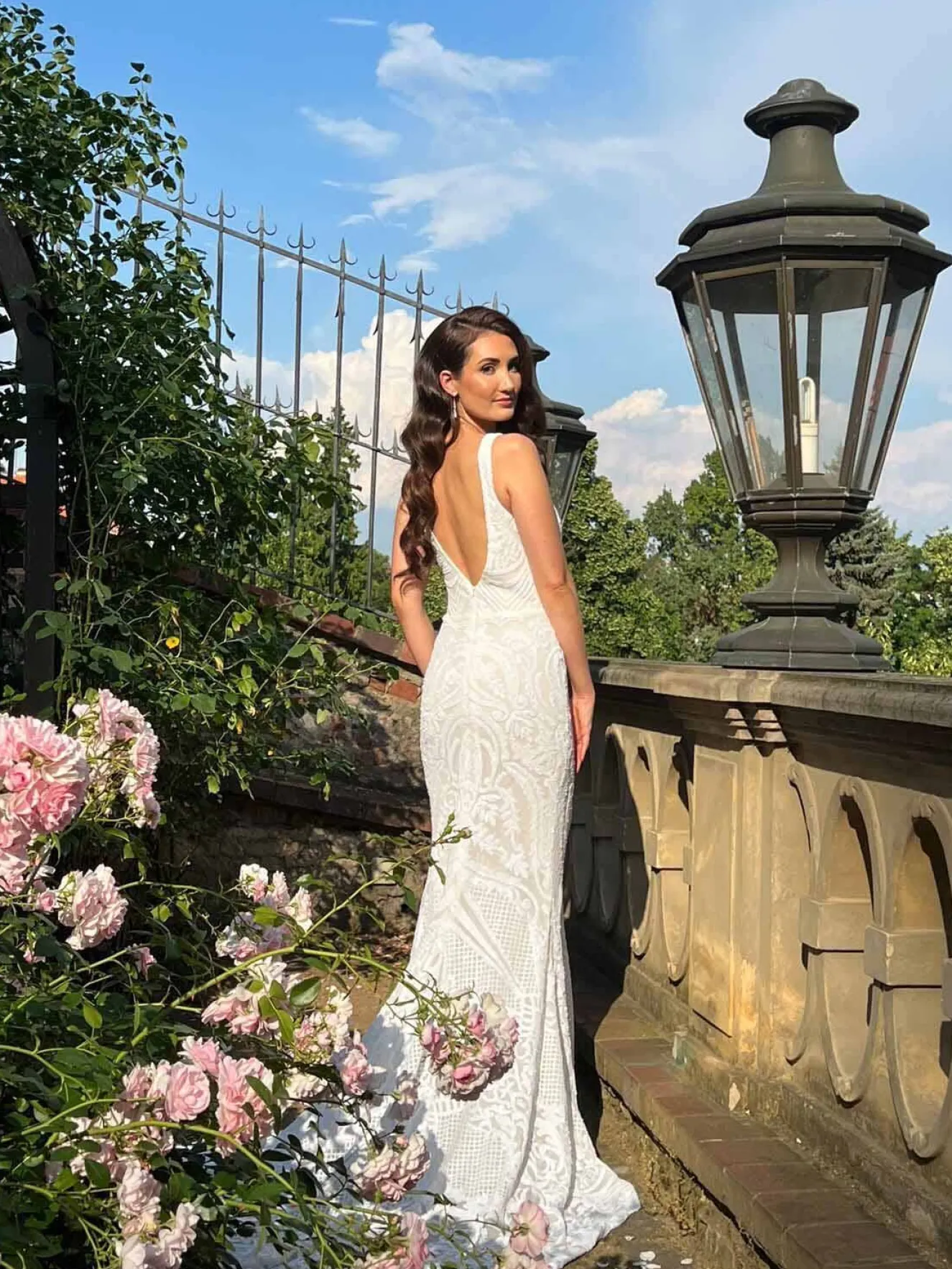 Kalani Pattern Sequin Gown - White/White