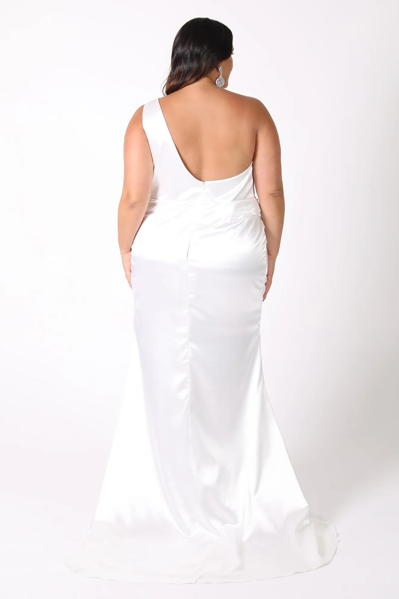 Kendra One Shoulder Satin Gown - Ivory