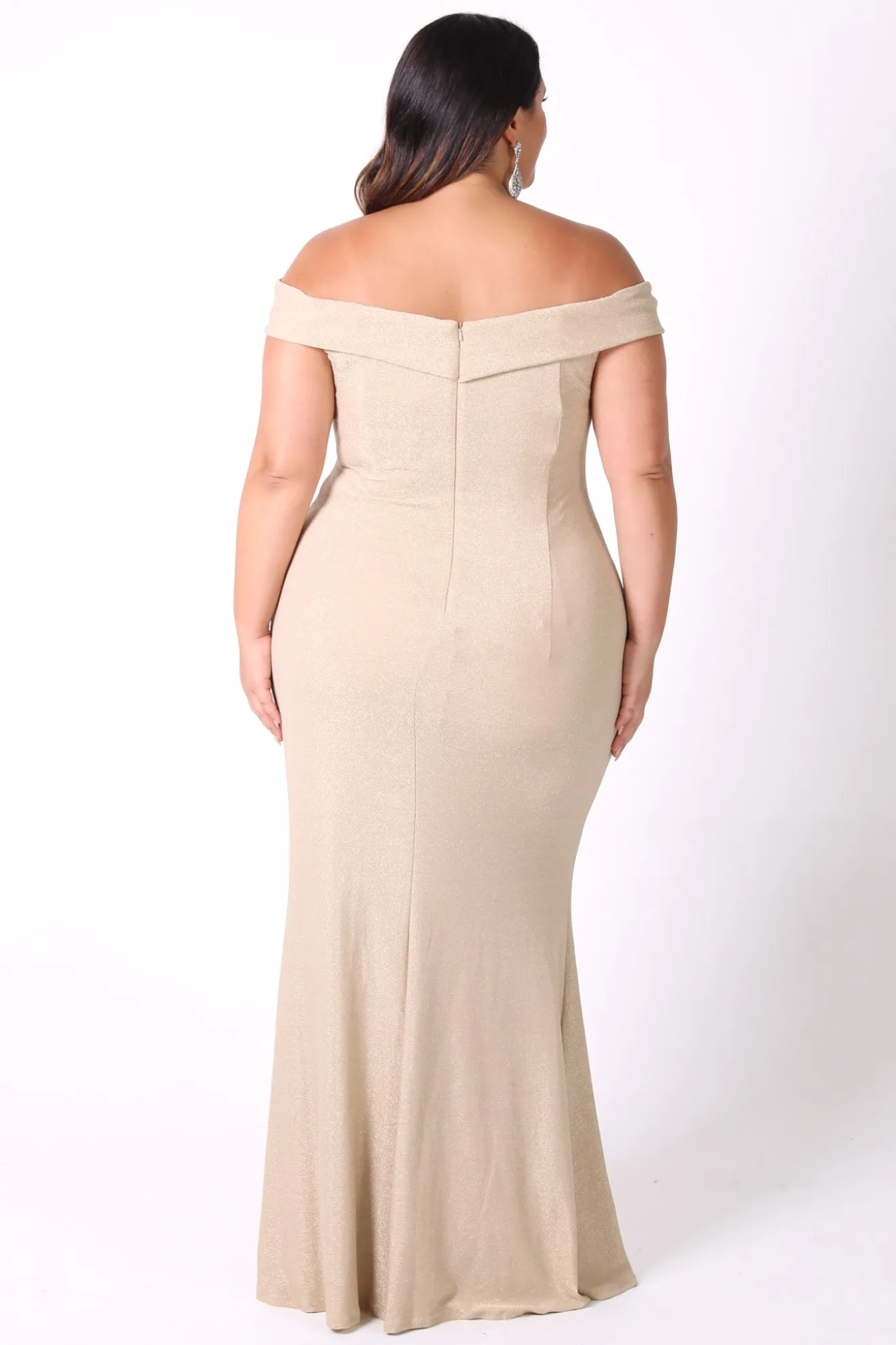 Lawrence Off Shoulder Maxi Dress - Shimmer Gold