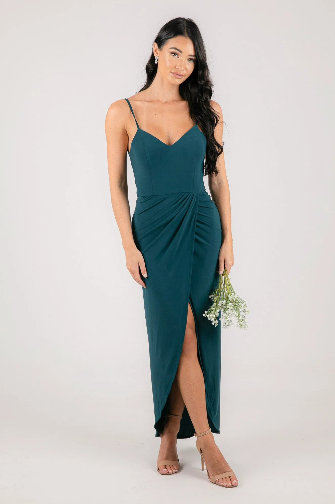 Leah Faux Wrap Dress - Deep Teal