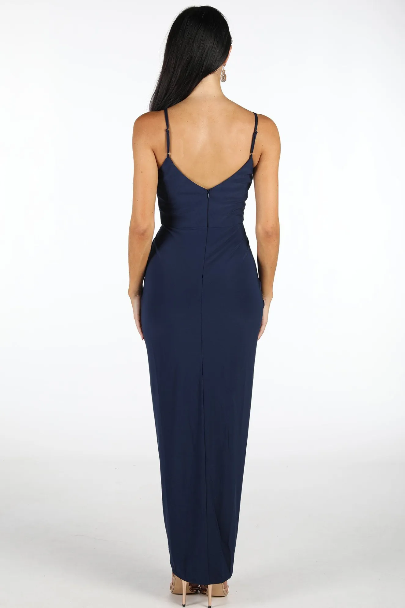 Leah Faux Wrap Dress - Navy
