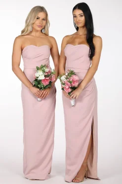 Nadia Strapless Column Maxi Dress - Dusty Pink