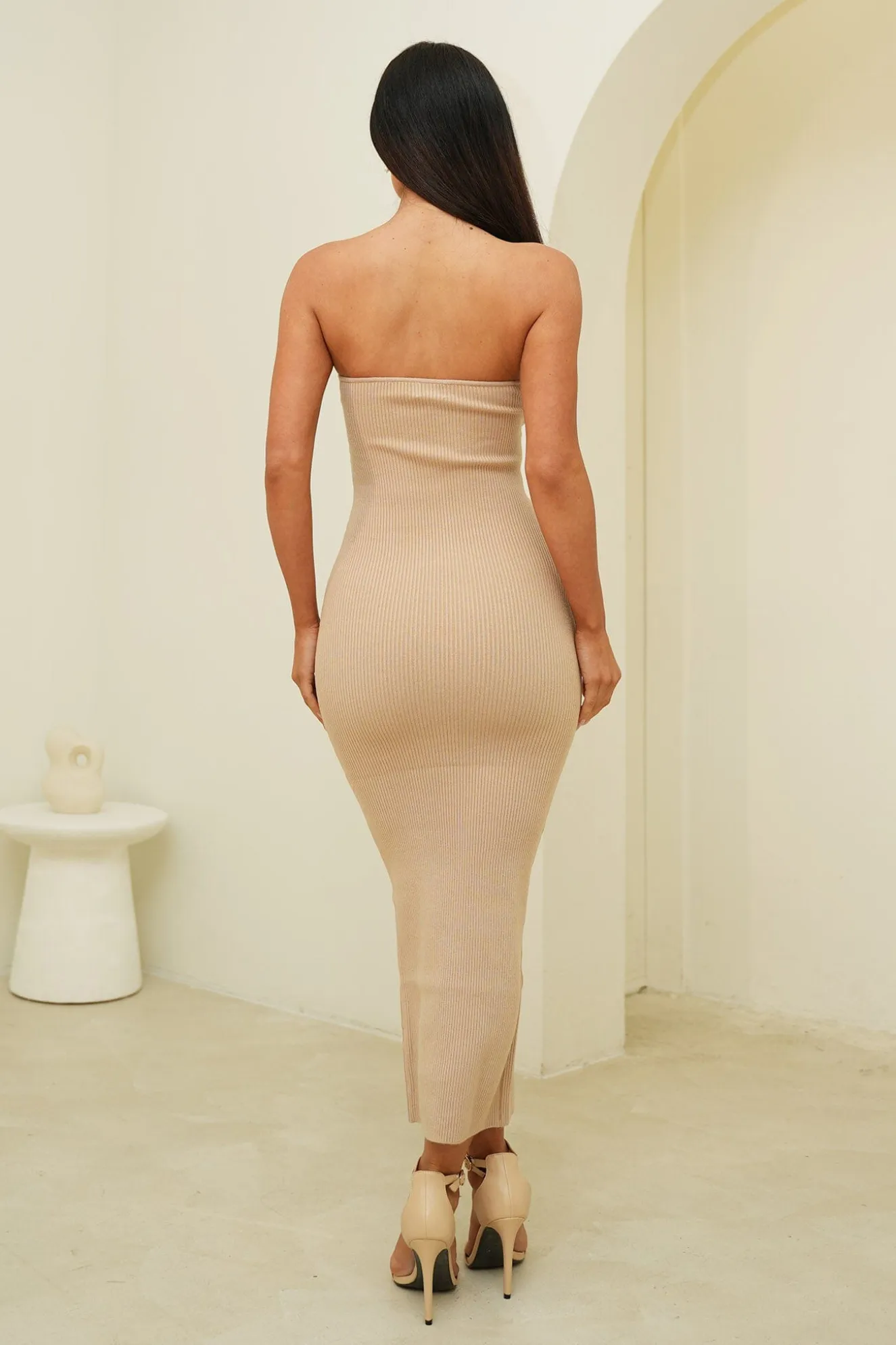 Nina Strapless Midi Dress - Nude