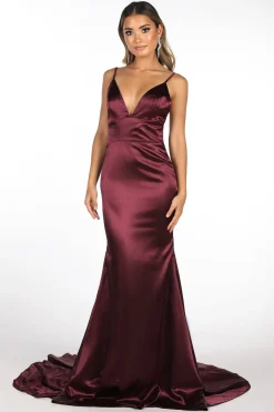 Penelope Satin Gown - Plum (XS,S - Clearance Sale)