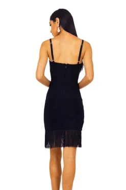 Piper Fringe Hem Dress - Black