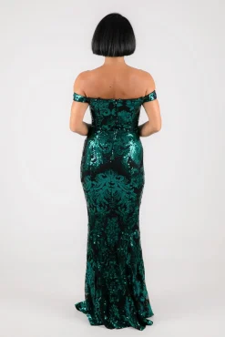 Ramona Off Shoulder Sequin Gown - Emerald
