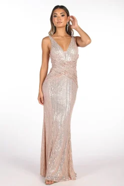 Sierra Sequin Gown in Rose Gold