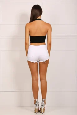 Tori Mid Rise Hotpants - White