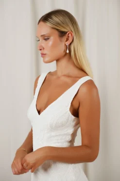 VALERIE Pearl Bridal Drop Earrings in Silver